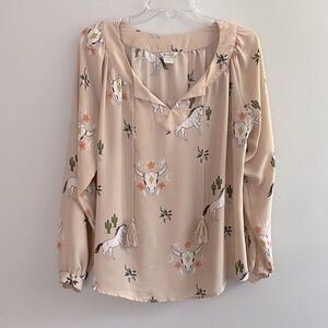 Ariat horse desert skull print flowy blouse